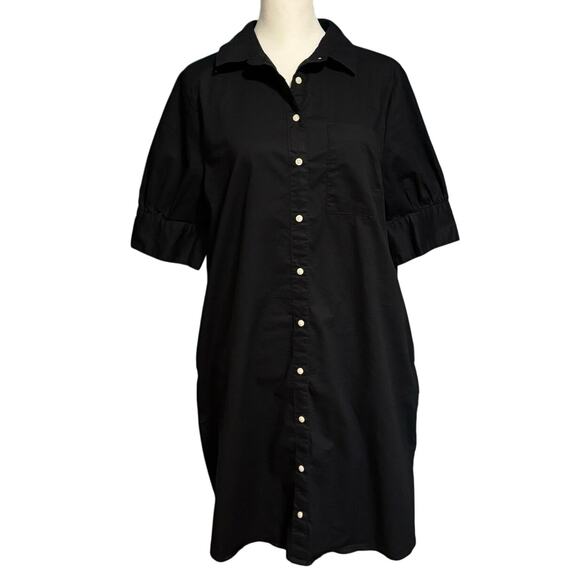 Old Navy Dresses & Skirts - Old Navy Size M Shirt Dress Short Sleeves Black Pockets Cotton Poplin